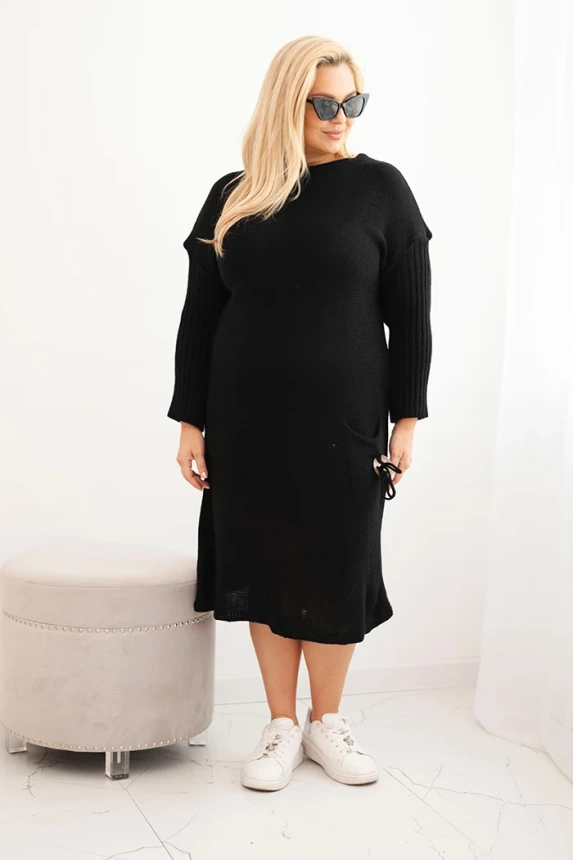 34916_1 Moteriška plus size megztinė su moheriu oversize su kišene - Image 2