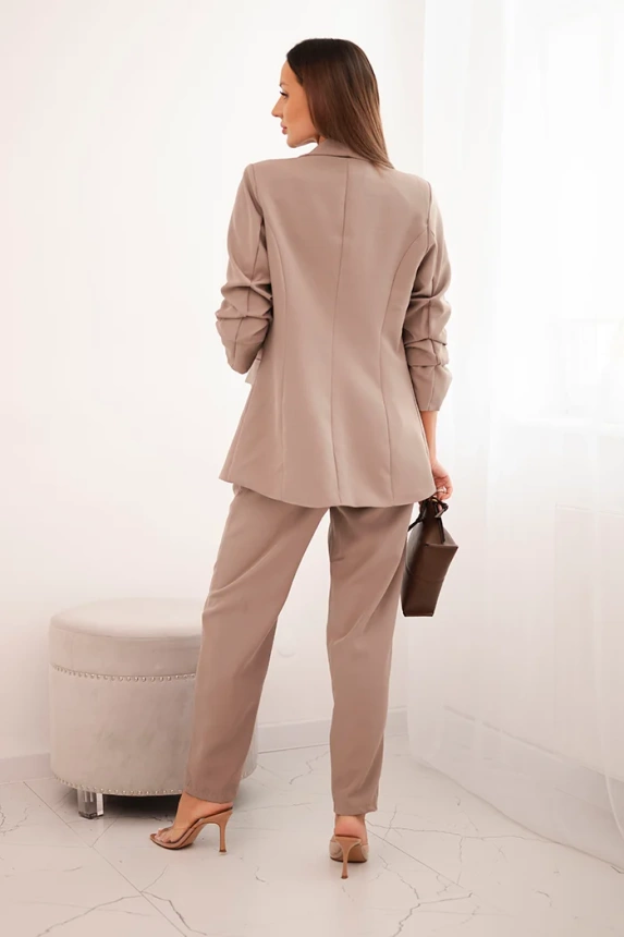 34931_2 Elegantiškas kostiumas su kelnėmis fango - Image 3