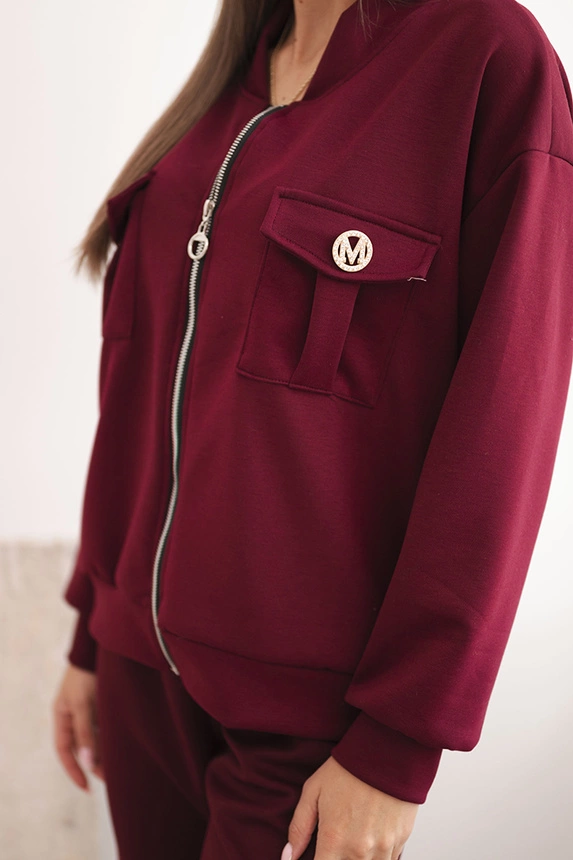 34932_4 Moteriškas iš viskozės su atsegama palaidine ir kelnėmis slyvų - Image 4