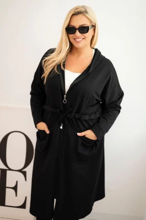 Moteriška medvilninė džemperis Plus Size su gobtuvu ir kišenėmis