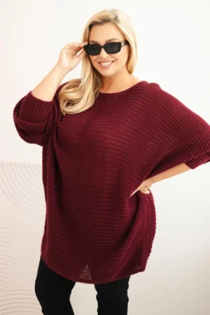 Moteriškas Plus Size megztinis su moheriu pončo