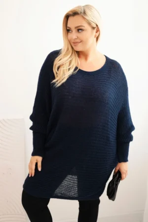 Moteriškas Plus Size megztinis su moheriu pončo
