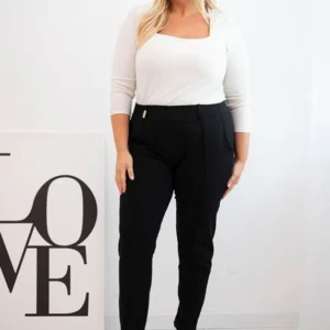 Moteriškos medvilninės kelnes Plus Size su elastingu juosmeniu