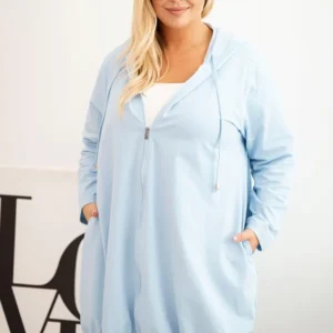 Moteriška Plus Size medvilninė striukė su kapišonu ir užtrauktuku