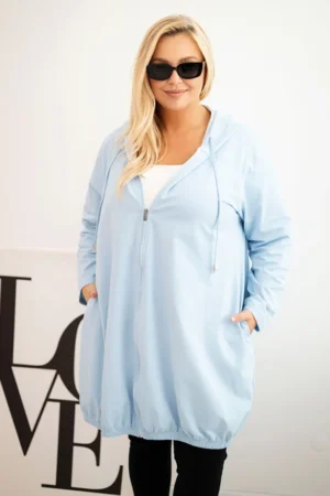 Moteriška Plus Size medvilninė striukė su kapišonu ir užtrauktuku
