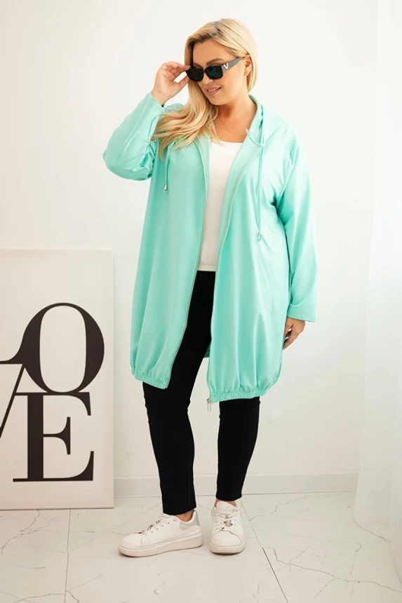 35015_1 Moteriška Plus Size medvilninė palaidinė su kapišonu ir užtrauktuku - Image 2