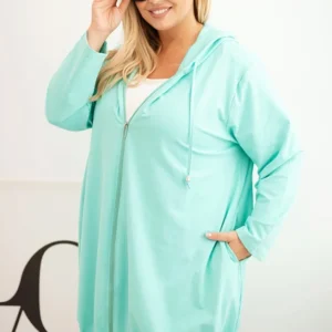 Moteriška Plus Size medvilninė palaidinė su kapišonu ir užtrauktuku