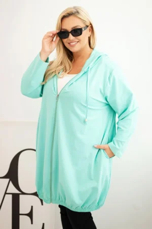 Moteriška Plus Size medvilninė palaidinė su kapišonu ir užtrauktuku