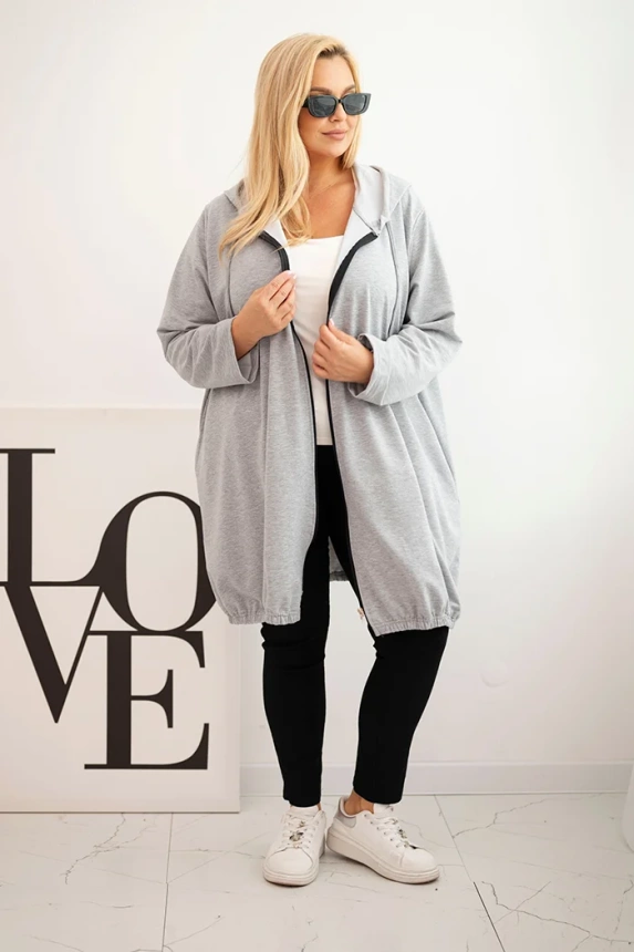 35019_1 Moteriška Plus Size medvilninė striukė su gobtuvu ir užtrauktuku - Image 2