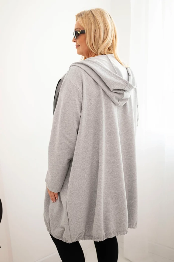 35019_2 Moteriška Plus Size medvilninė striukė su gobtuvu ir užtrauktuku - Image 3