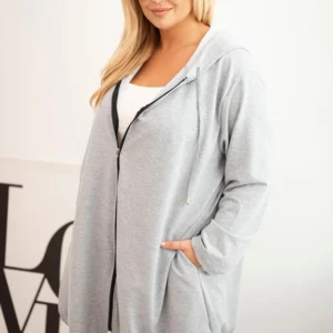 Moteriška Plus Size medvilninė striukė su gobtuvu ir užtrauktuku