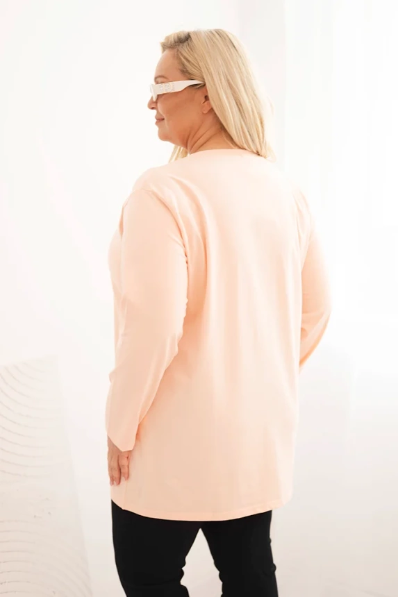 35047_2 Moteriška bluzonė Plus Size su V formos iškirpte ir ilgomis rankovėmis persikų - Image 3