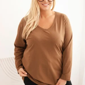 Moteriška bluzonė Plus Size su V formos iškirpte ir ilgomis rankovėmis