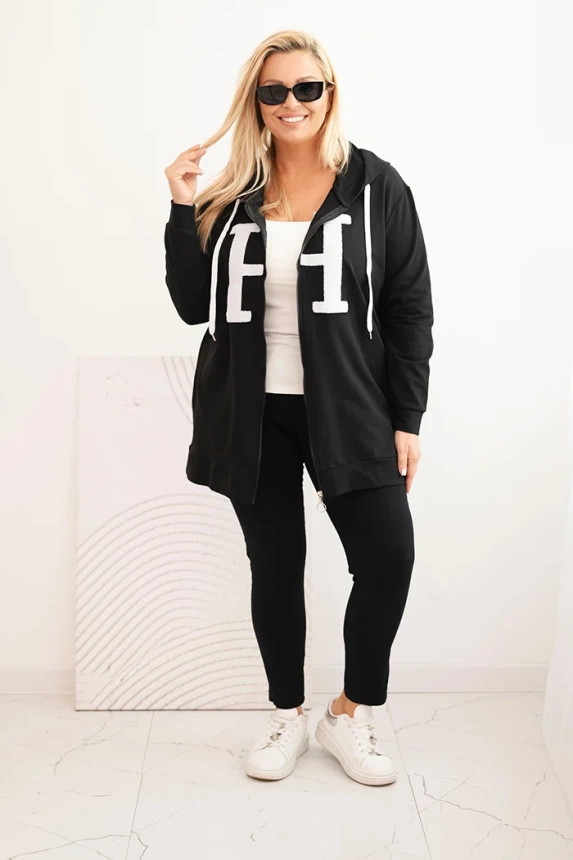 35055_1 Moteriška džemperis Plus Size medvilninė su gobtuvu ir didžia raide H - Image 2