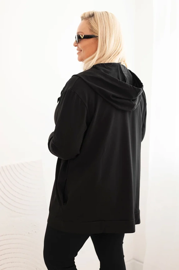 35055_2 Moteriška džemperis Plus Size medvilninė su gobtuvu ir didžia raide H - Image 3