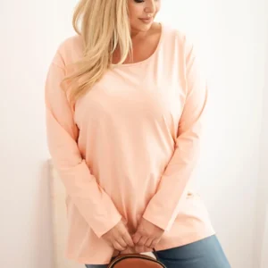 Moteriška Plus Size bluzonė su laivagalio iškirpte persikų