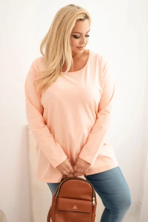 Moteriška Plus Size bluzonė su laivagalio iškirpte persikų