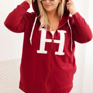 Moteriška Plus Size medvilninė džemperis su gobtuvu ir didžiąja raide H