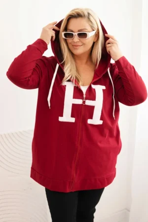Moteriška Plus Size medvilninė džemperis su gobtuvu ir didžiąja raide H