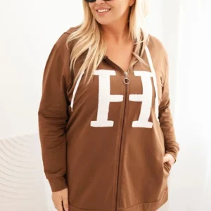 Moteriška Plus Size medvilninė džemperis su gobtuvu ir didžia raide H
