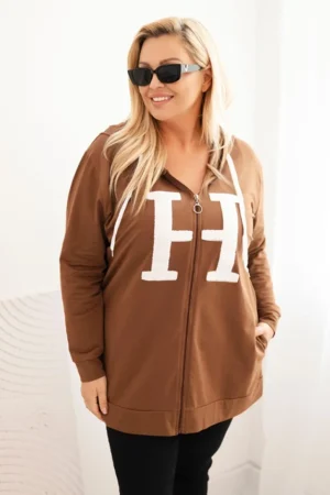 Moteriška Plus Size medvilninė džemperis su gobtuvu ir didžia raide H