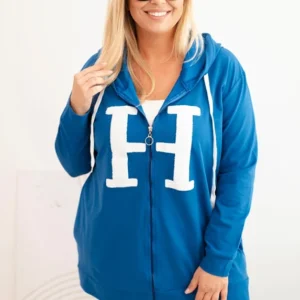 Moteriška Plus Size medvilninė džemperis su gobtuvu ir didele H raide chabrova