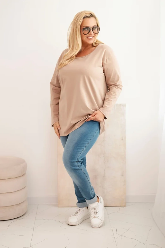 35066_1 Moteriška bliuska Plus Size su laiveliu iškirpte fango - Image 2