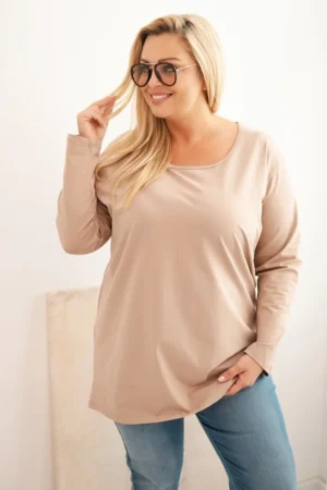 Moteriška bliuska Plus Size su laiveliu iškirpte fango