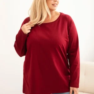 Moteriška Plus Size medvilninė palaidinė su apvalia iškirpte