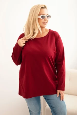 Moteriška Plus Size medvilninė palaidinė su apvalia iškirpte