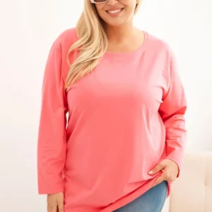 Moteriška Plus Size medvilninė bluzonė su apvaliu iškirpimu