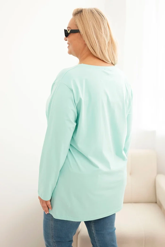 35074_3 Moteriška Plus Size medvilninė bluzonė su apvaliu iškirpimu - Image 3