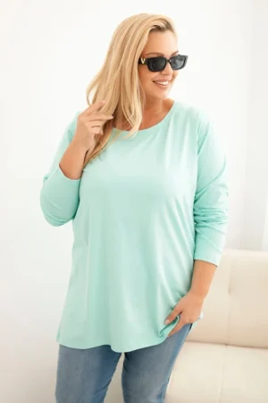 Moteriška Plus Size medvilninė bluzonė su apvaliu iškirpimu