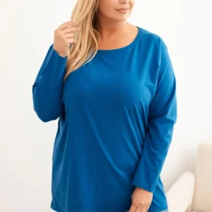 Moteriška Plus Size medvilninė bluzonė su apvaliu iškirpimu chabrova