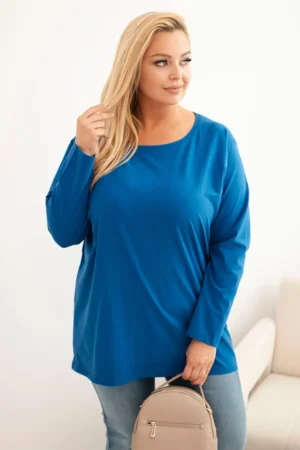 Moteriška Plus Size medvilninė bluzonė su apvaliu iškirpimu chabrova