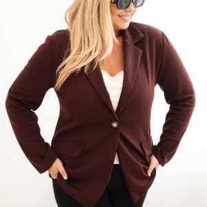 Moteriška viskozinė striukė Plus Size su ilgomis rankovėmis ir apykakle