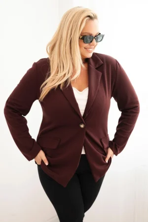 Moteriška viskozinė striukė Plus Size su ilgomis rankovėmis ir apykakle