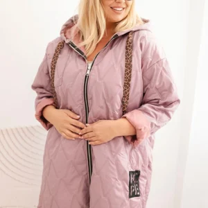 Damska kurtka Plus Size suknelė su gobtuvu ir užrašu HOPE tamsiai