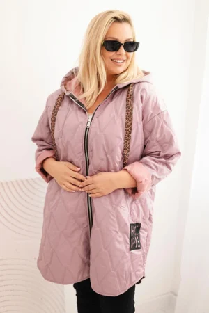 Damska kurtka Plus Size suknelė su gobtuvu ir užrašu HOPE tamsiai