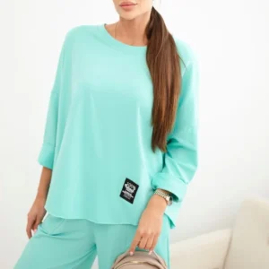 Kombinacija medvilnės bliuzono + kelnių tamsiai