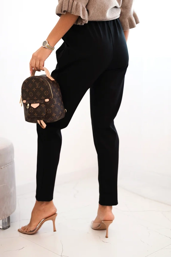 35152_2 Moteriškos vizkozės kelnės su diržu ir siaurėjančiomis kojomis - Image 3