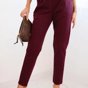 Moteriškos vizkozės kelnės su diržu ir siaurėjančiomis kojomis