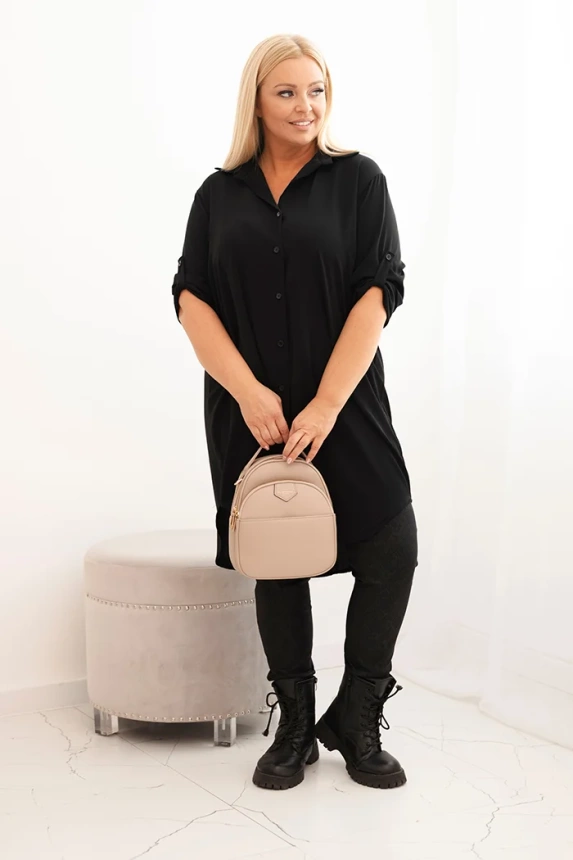 35222_1 Moteriška marškininė suknelė Plus Size su ilgesne nugarine ir pasukamomis rankovėmis - Image 2