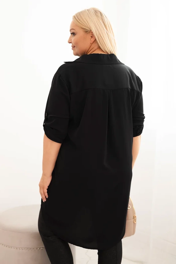 35222_2 Moteriška marškininė suknelė Plus Size su ilgesne nugarine ir pasukamomis rankovėmis - Image 3