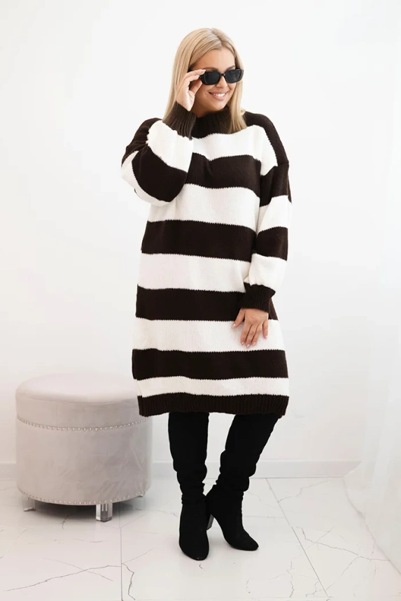 35242_1 Moteriška megztinė suknelė Plus Size dryžuota - Image 2