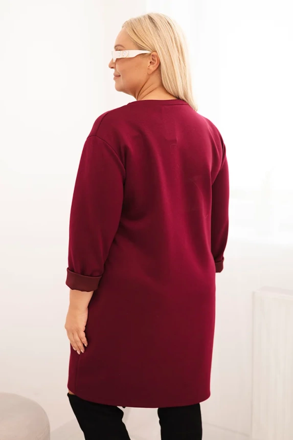 35250_2 Moteriška suknelė Plus Size su kišene ir 3/4 rankovėmis sviestinė slyvų - Image 4