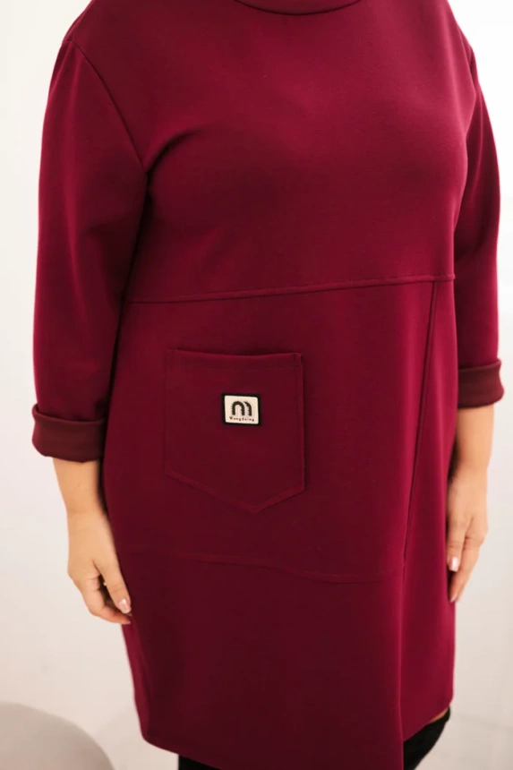 35250_4 Moteriška suknelė Plus Size su kišene ir 3/4 rankovėmis sviestinė slyvų - Image 3