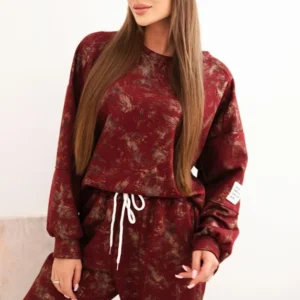 Moteriškas oversize treninginis kostiumas iš viskozės su pailga palaidine ir nudilimo efektu