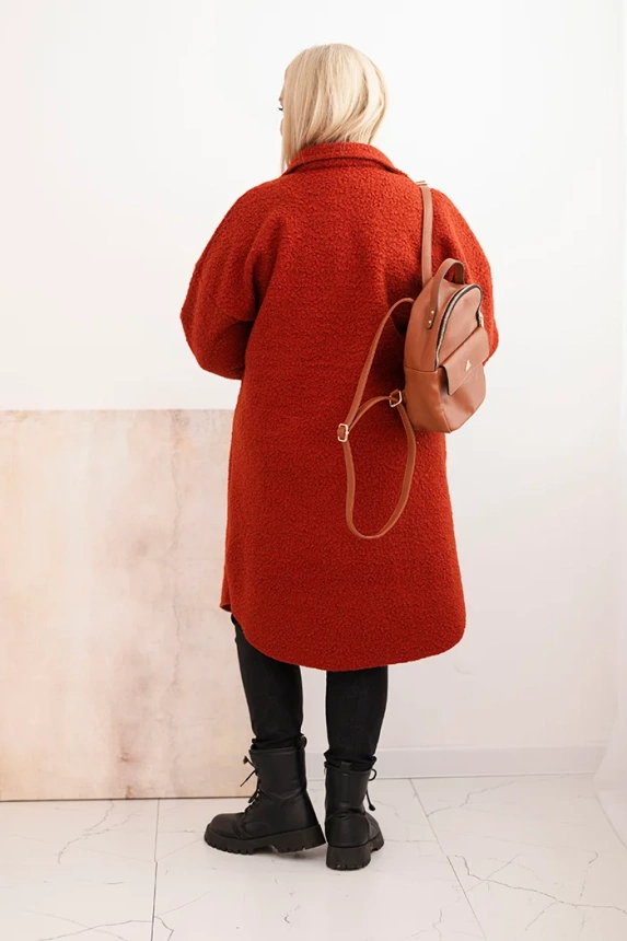 35329_2 Moteriškas Plus Size paltas su vilna, užsegamas mygtukais, su kišenėmis ir apykakle - Image 3