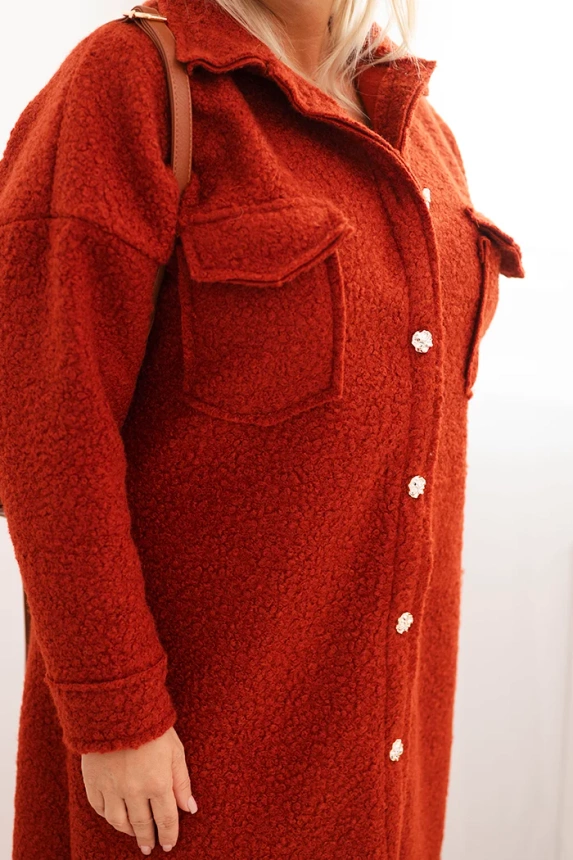 35329_4 Moteriškas Plus Size paltas su vilna, užsegamas mygtukais, su kišenėmis ir apykakle - Image 4